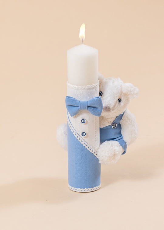 Lumanare Sebastian Urs Mare Crem Nasturi Bleu AnneBebe