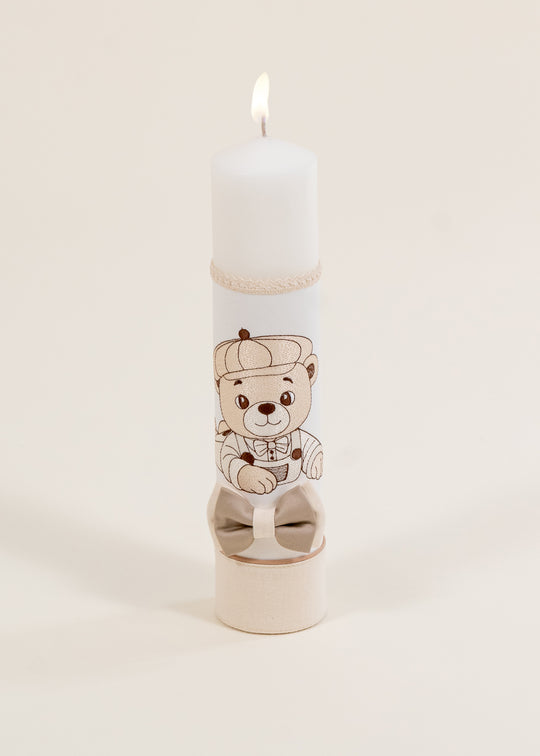 Lumanare Marco Urs Bej Brodat Papion Dublu AnneBebe