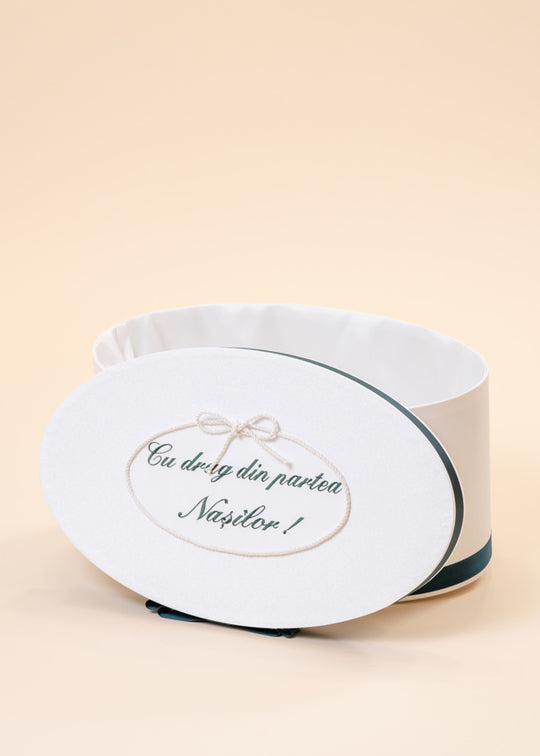 Cufar Botez Bogdan Albert Crem cu Verde - Din Partea Nasilor - AnneBebe