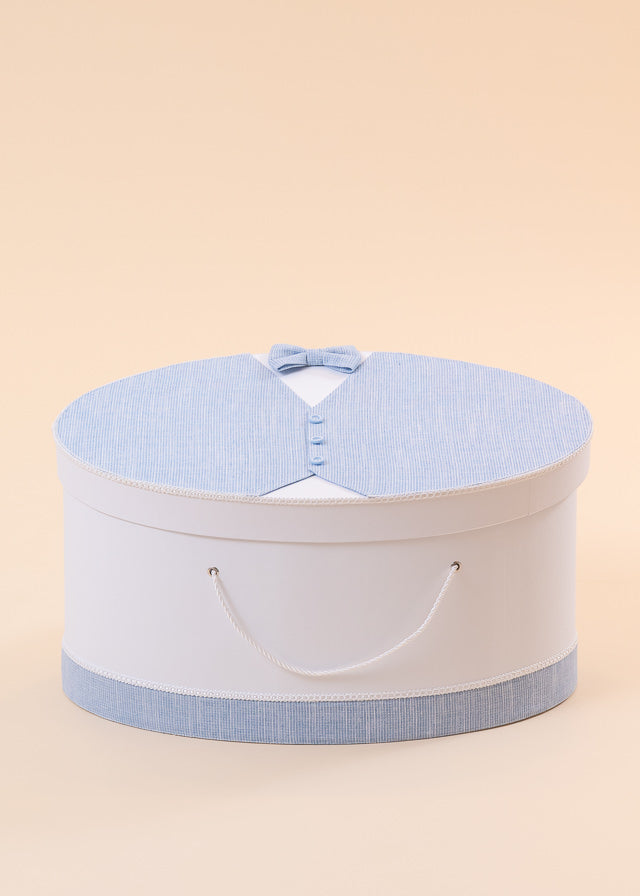 Marius Christening Chest White With Blue Striped AnneBebe
