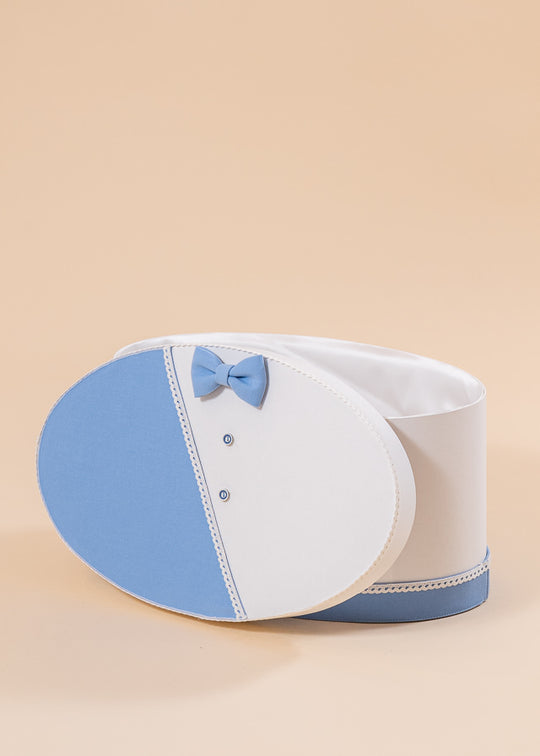 Cufar Sebastian Oval Crem Cu Bleu si Nasturi Bleu AnneBebe