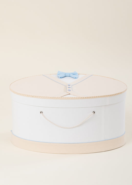 Kevin Oval Chest with Cappuccino Vest and Blue Trim