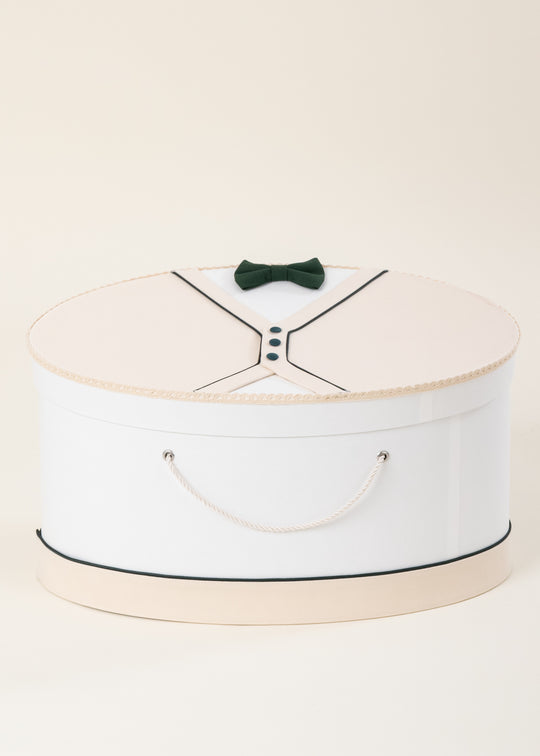 Karl Oval Trunk with Cappuccino Vest and Green Welt