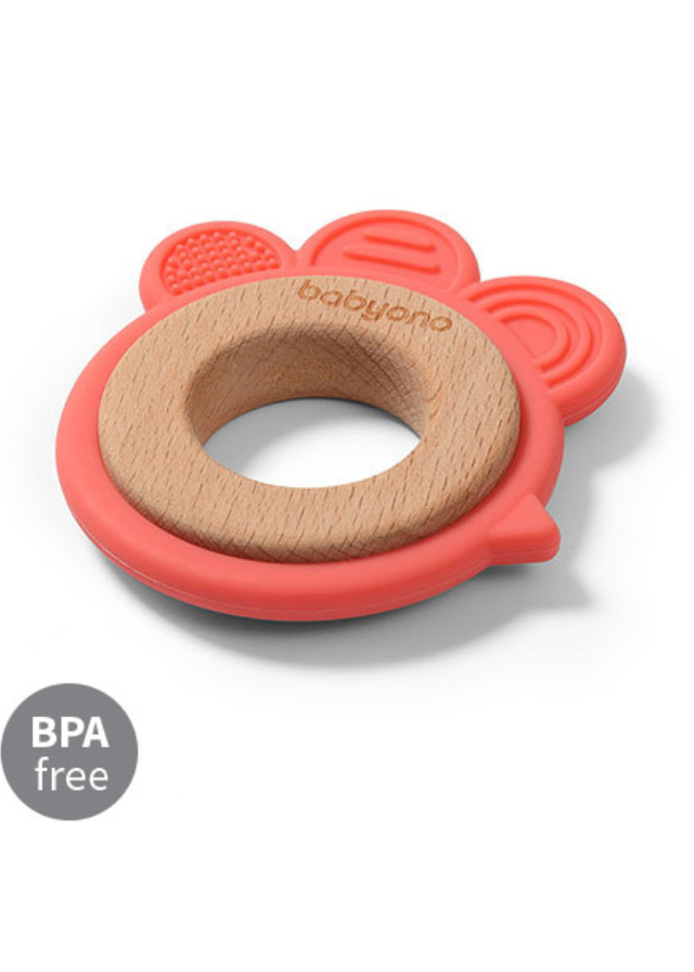 Inel Dentitie Silicon si Lemn Gaina Frez 1075/03 BabyOno - Camera Bebelusului