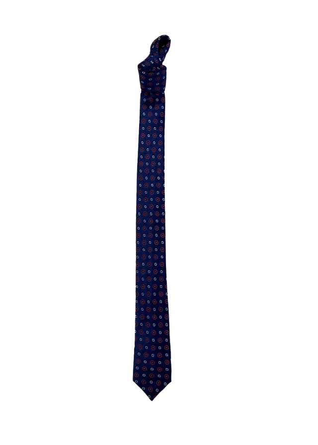 Cravata Saten Bleumarin Cercuri Rosii Baiat LaKids