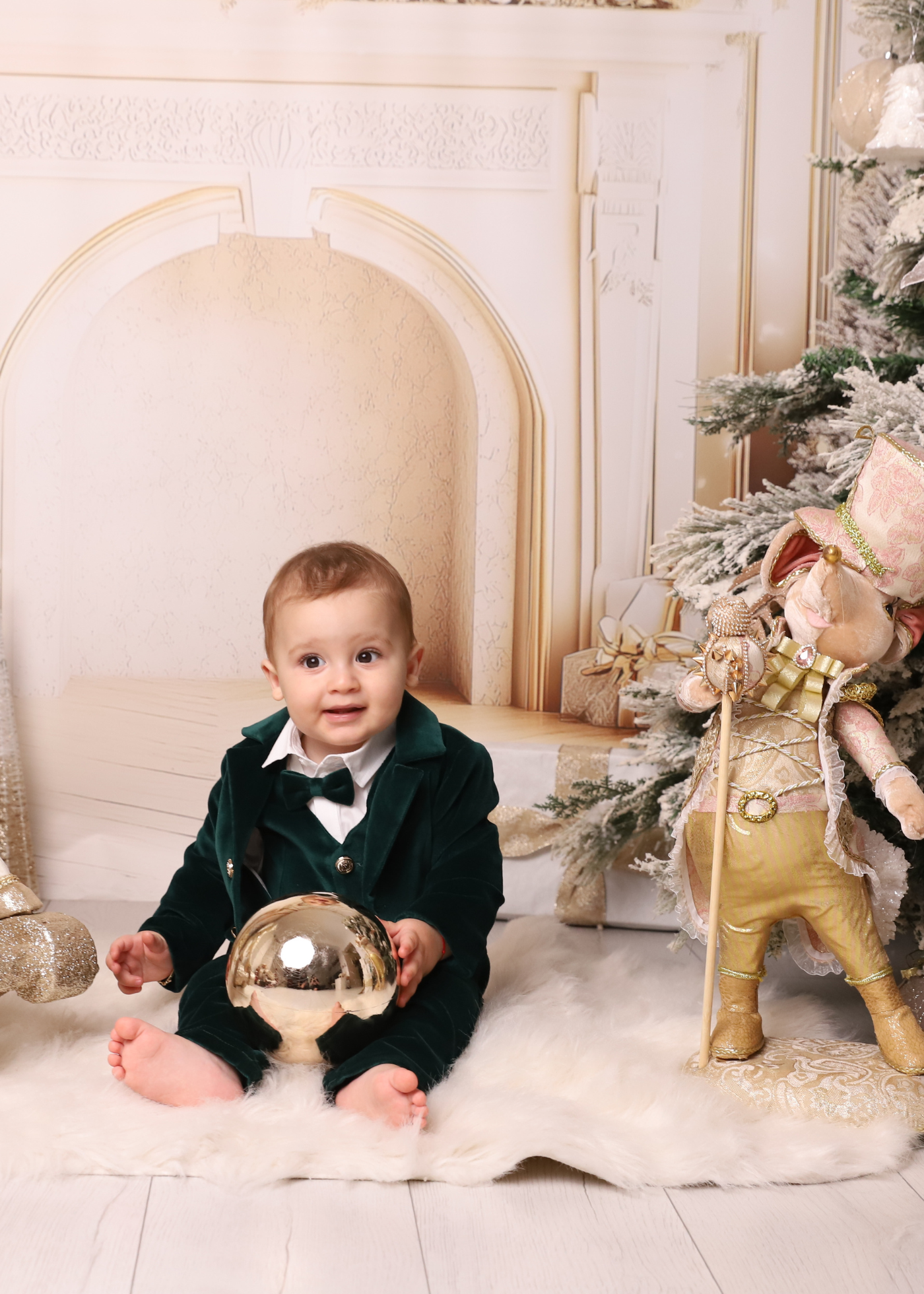 Costum Ayan Catifea Verde AnneBebe