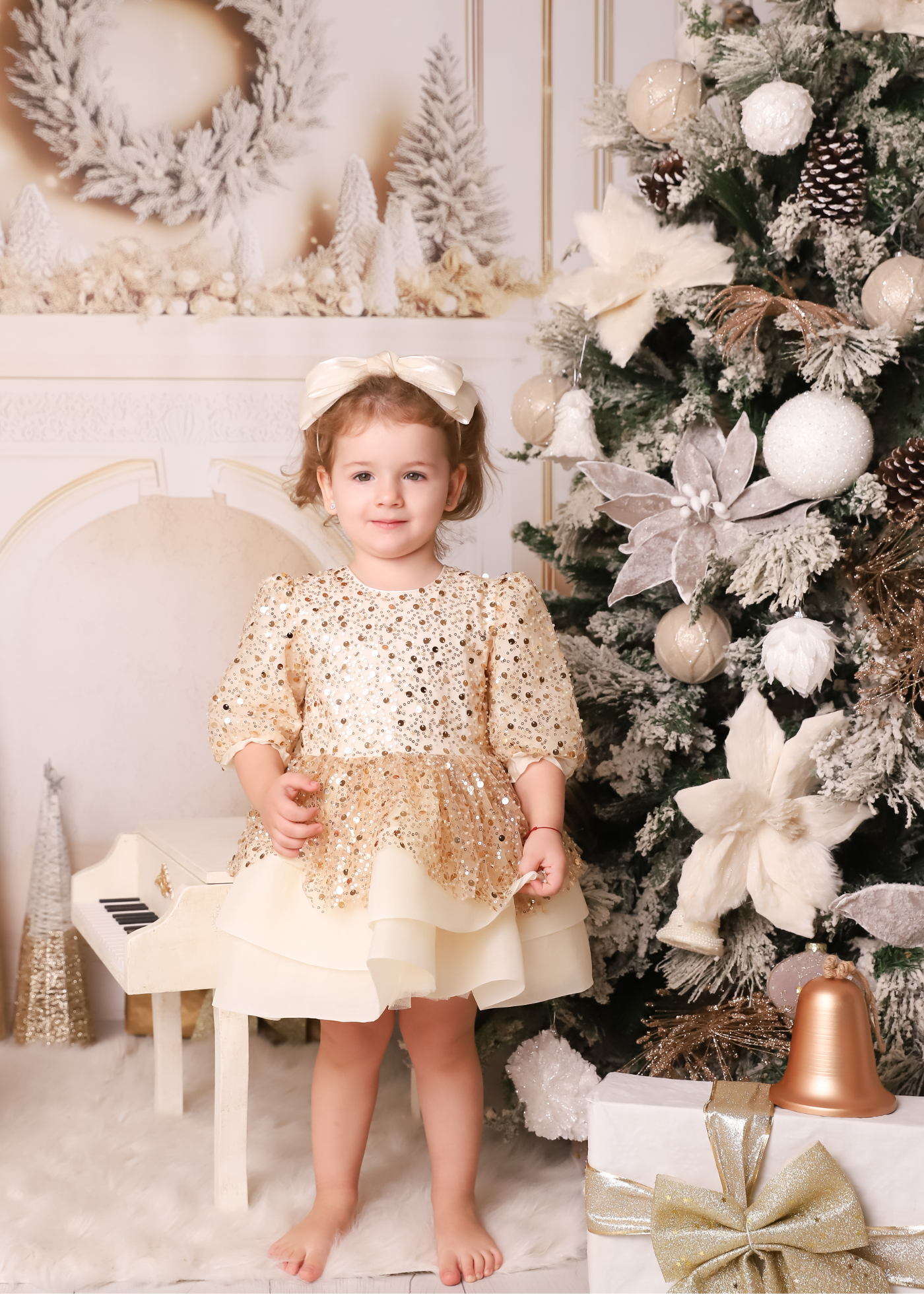 Lucia Tull Cappuccino Dress With Gold Sequins AnneBebe