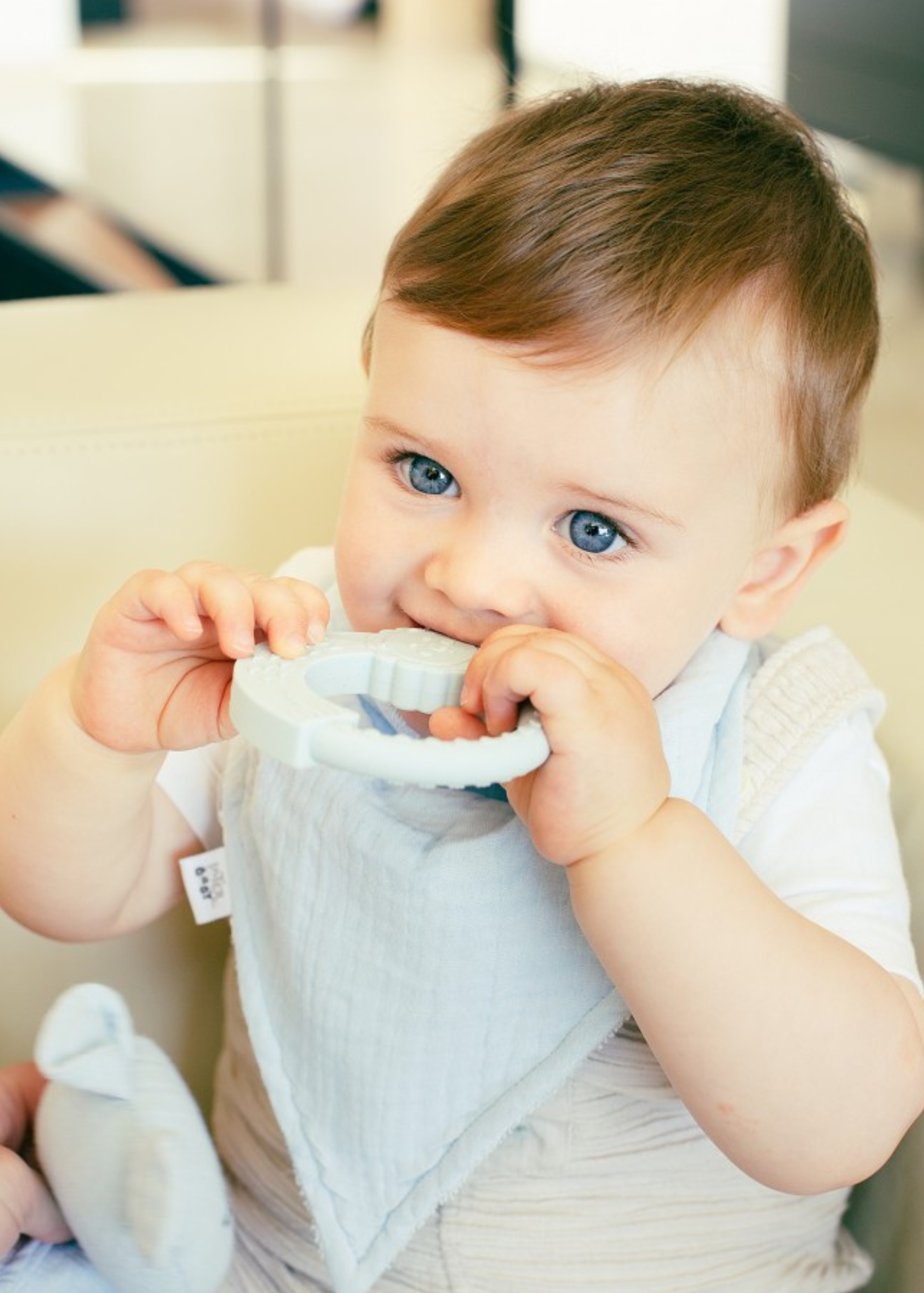 Set Jucarie, Batista, Bandana, Jucarie Dentitie Bleu SET41-73 Don Algodon