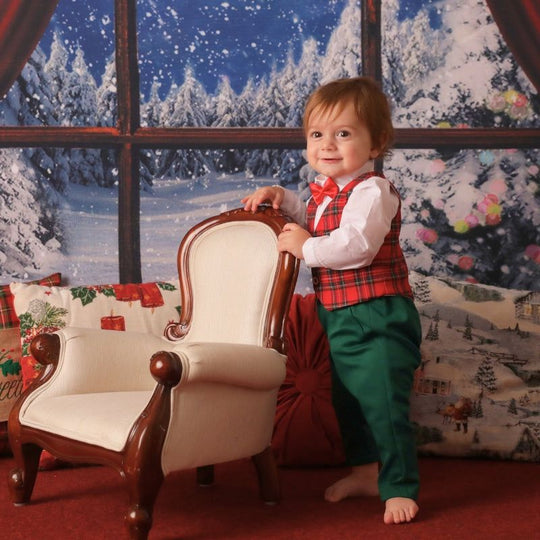 Костюм для хлопчика в червону жилетку з зеленими зеленими штанцями AnneBebe