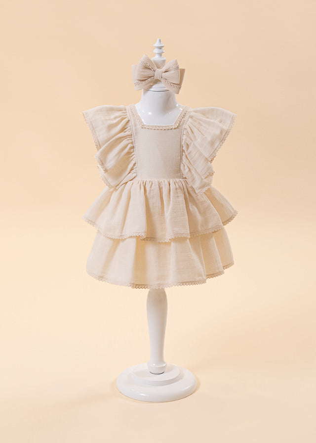 Elena Cappuccino Muslin Dress Two Ruffles AnneBebe