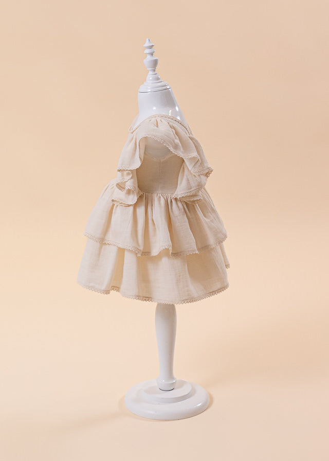 Elena Cappuccino Muslin Dress Two Ruffles AnneBebe