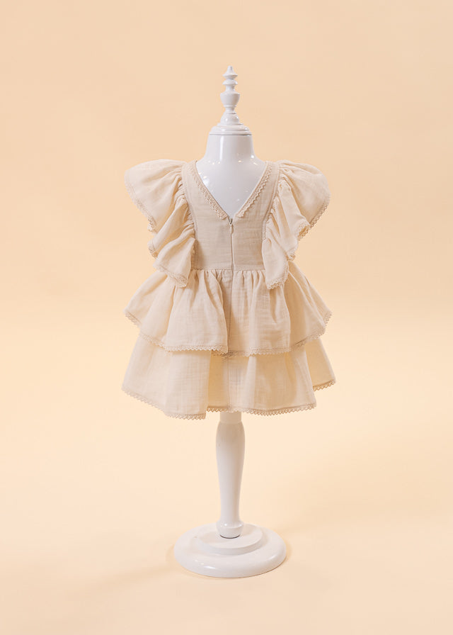 Elena Cappuccino Muslin Dress Two Ruffles AnneBebe