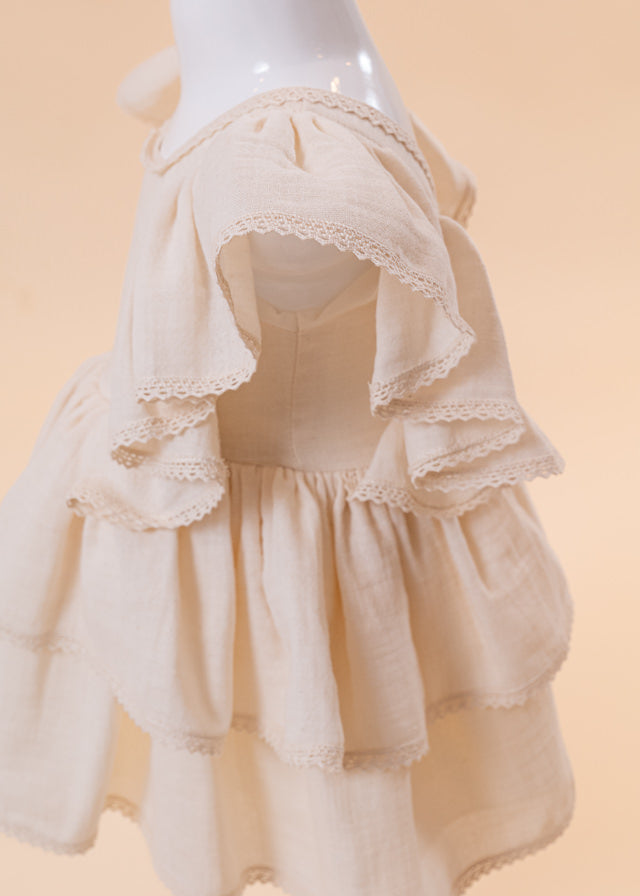 Elena Cappuccino Muslin Dress Two Ruffles AnneBebe