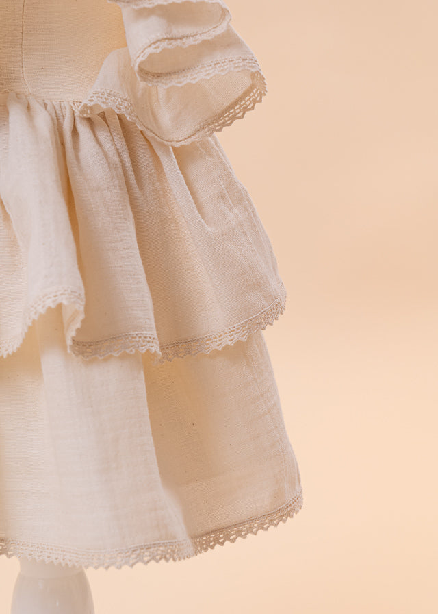 Elena Cappuccino Muslin Dress Two Ruffles AnneBebe