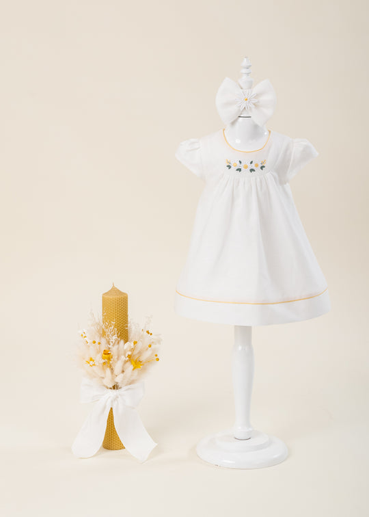 Set Botez 2 Piese Rochita Margarete si Lumanare Personalizat AnneBebe