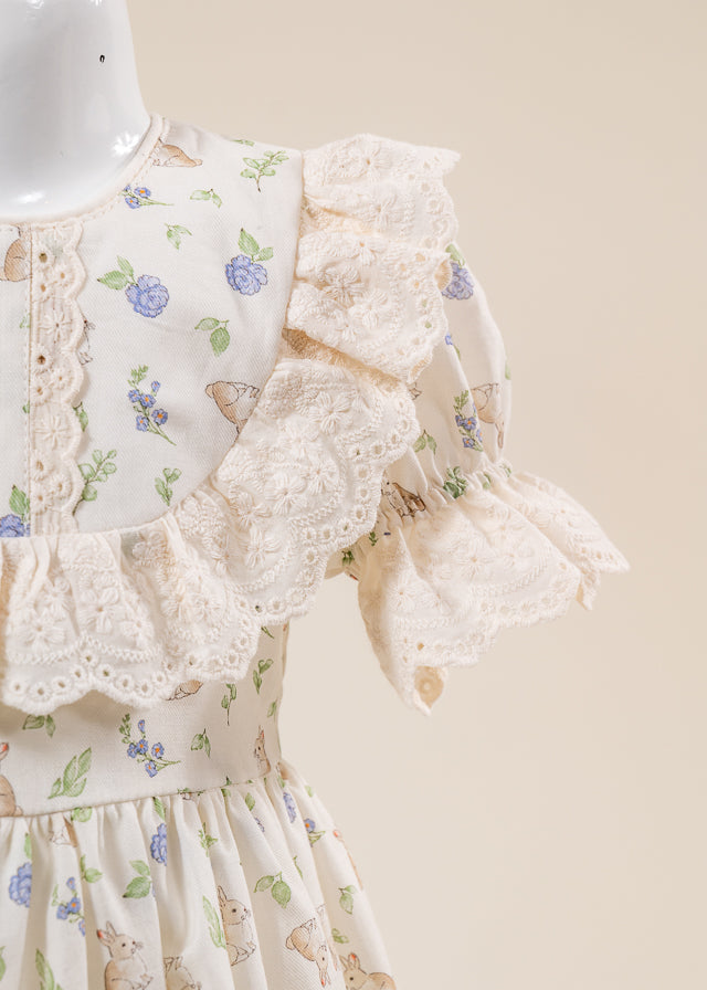 Cherry Print Dress &amp; Cotton Lace Collar AnneBebe