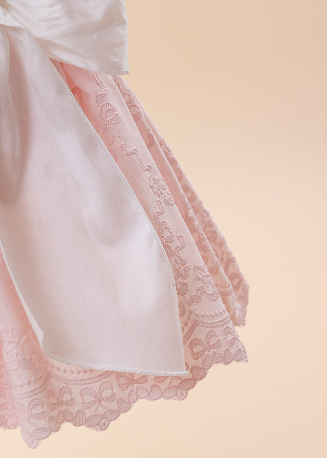 Elegant Dress Iris Pink Embroidery Ruffles AnneBebe