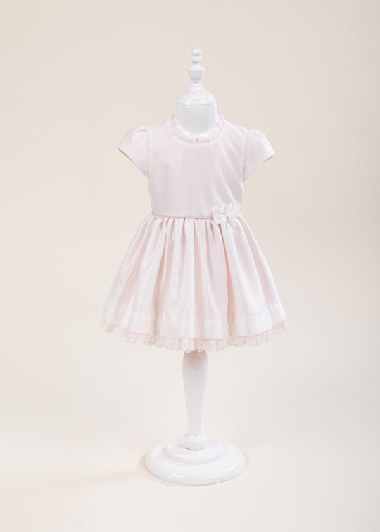 Rochita Elvira Satin Roz Funda Dantela Crem In Talie  AnneBebe
