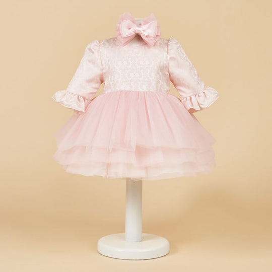 Madalina Girls Elegant Dress Pink Bust Brocard AnneBebe