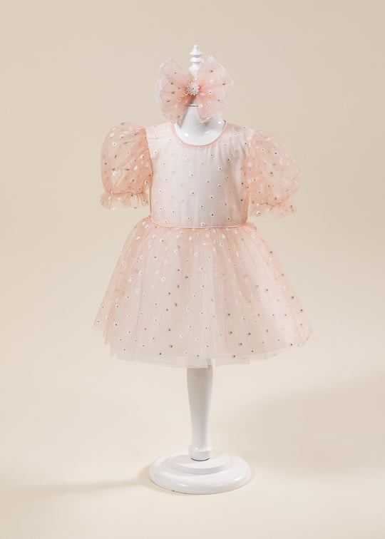 Rochita Anda Roz Imprimeu Margarete Si Maneca Bufanta AnneBebe