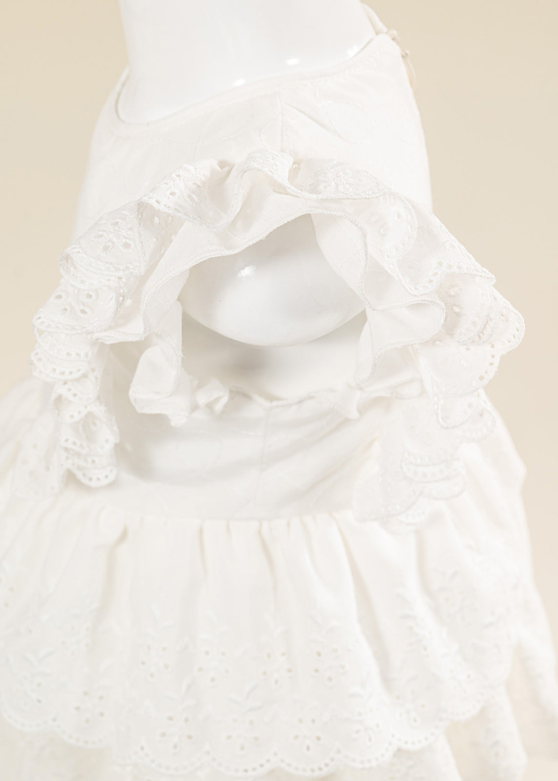 Rochita Eleganta Zina Crem Broderie Cu Doua Volanase AnneBebe