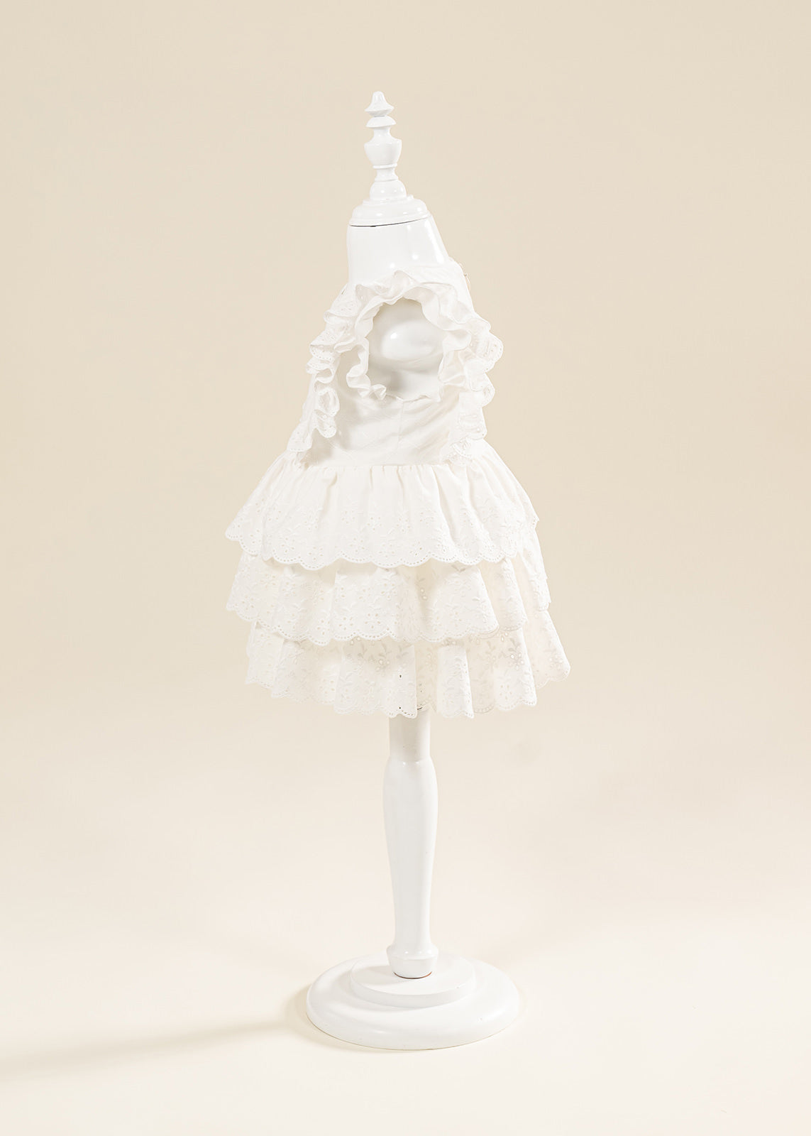 Rochita Eleganta Zina Crem Broderie Cu Doua Volanase AnneBebe