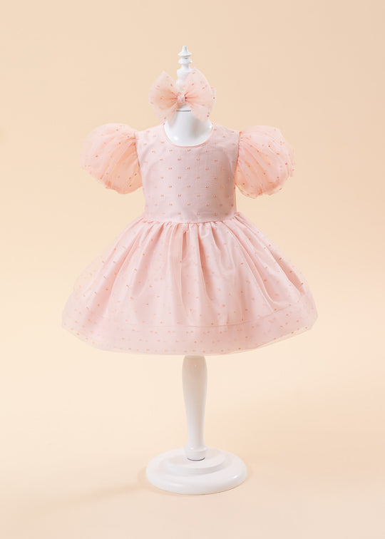 Elegant Letitia Pink Organza Dress With Polka Dots AnneBebe