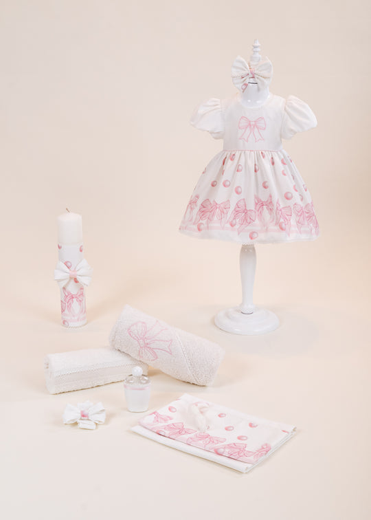 Set Botez Letty 3 Piese, Rochita, Trusou si Lumanare Personalizat Botez AnneBebe