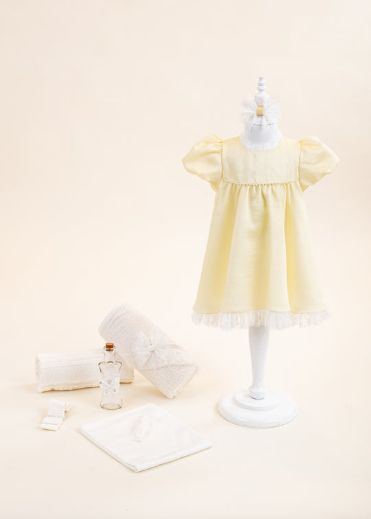 Chantelle Citron Christening Set 2 Pieces, Dress and Personalized Layette AnneBebe