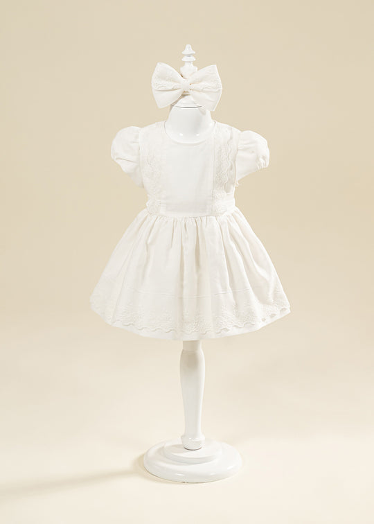 Thea Annebebe Cream Linen Dress With Lace