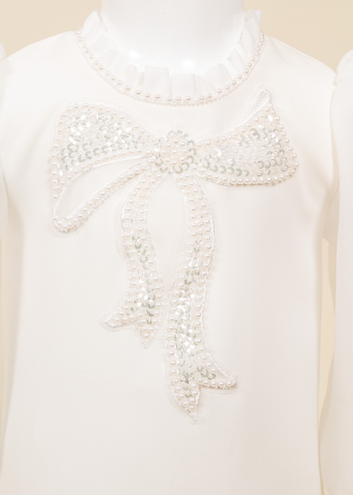 Rochita Crem Funda Brodata Cu Paiete Argintii AnneBebe