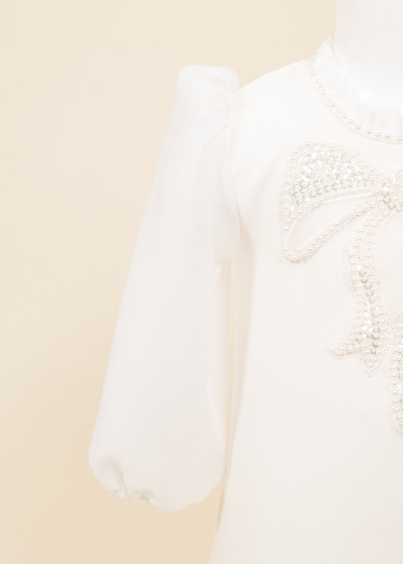 Rochita Crem Funda Brodata Cu Paiete Argintii AnneBebe