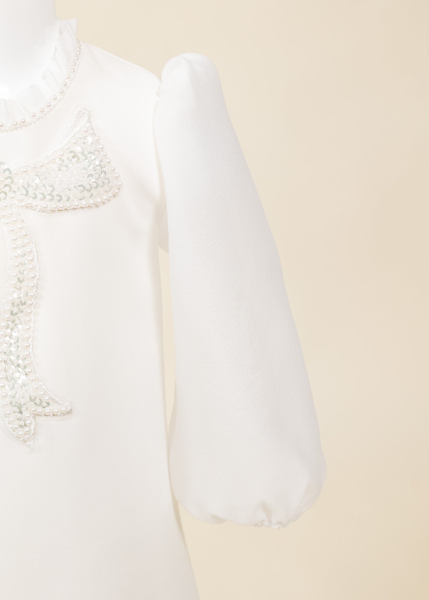 Rochita Crem Funda Brodata Cu Paiete Argintii AnneBebe