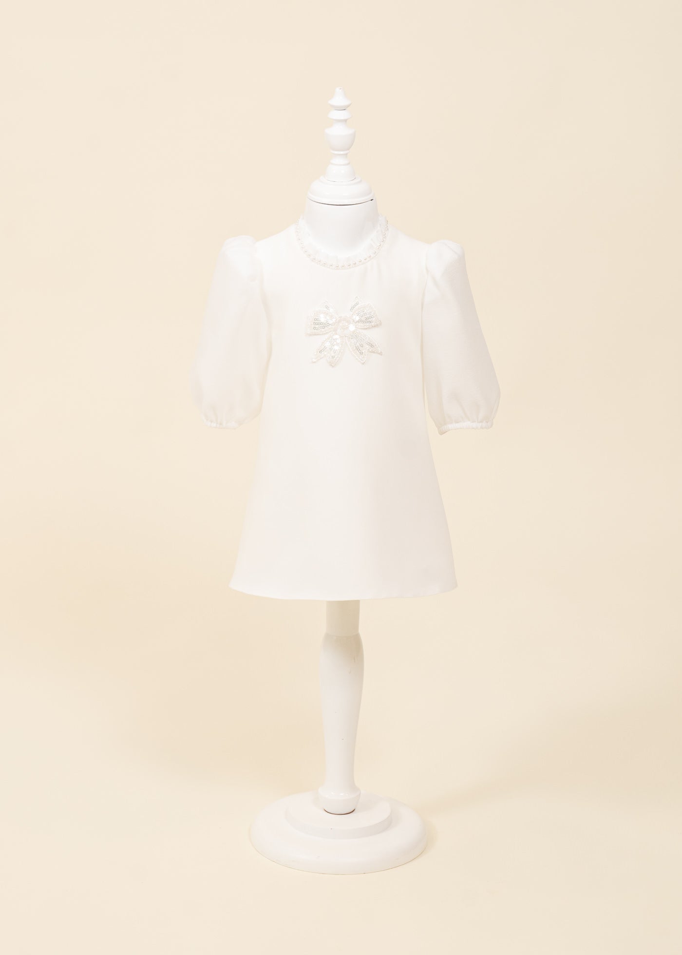 Rochita Crem Funda Brodata Cu Paiete Argintii AnneBebe