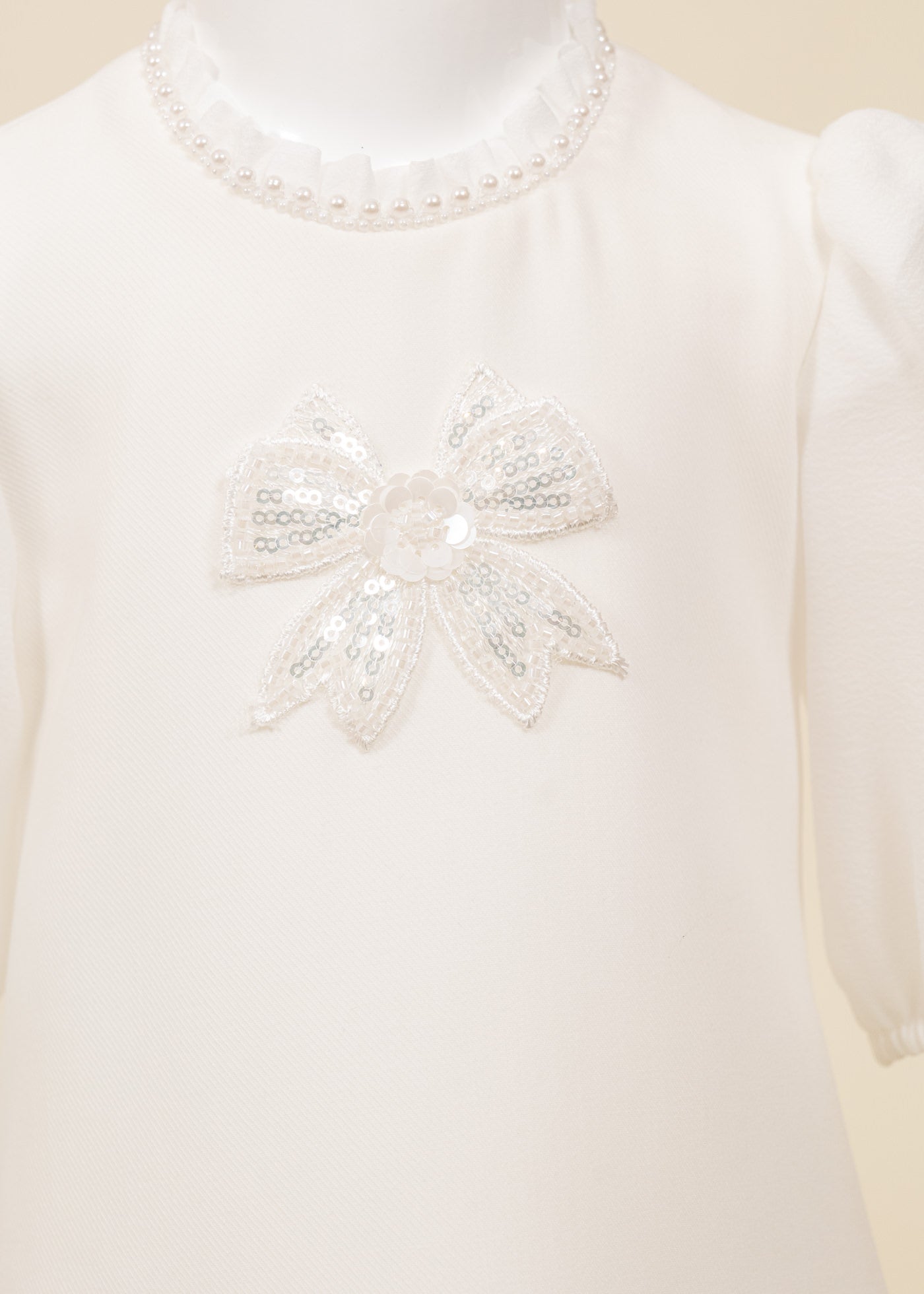 Rochita Crem Funda Brodata Cu Paiete Argintii AnneBebe