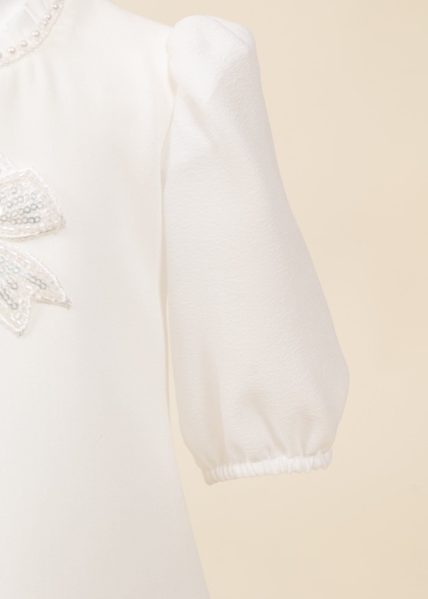 Rochita Crem Funda Brodata Cu Paiete Argintii AnneBebe