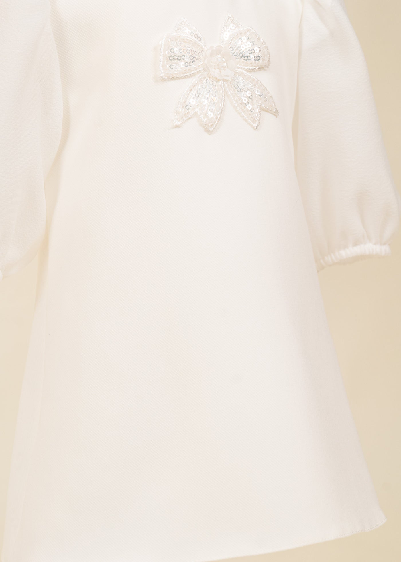 Rochita Crem Funda Brodata Cu Paiete Argintii AnneBebe