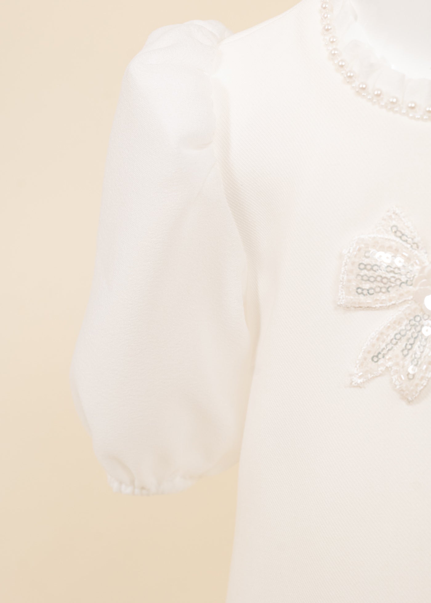 Rochita Crem Funda Brodata Cu Paiete Argintii AnneBebe