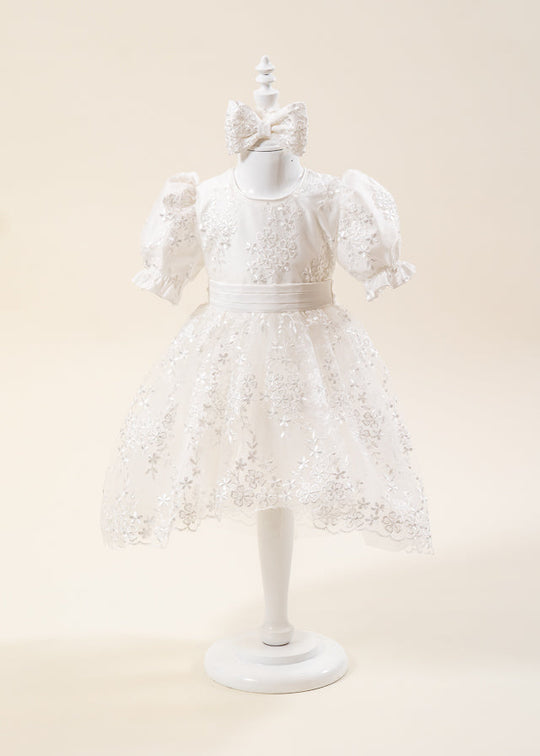 Rochita Florina Crem Dantela Floricele Cordon Saten AnneBebe