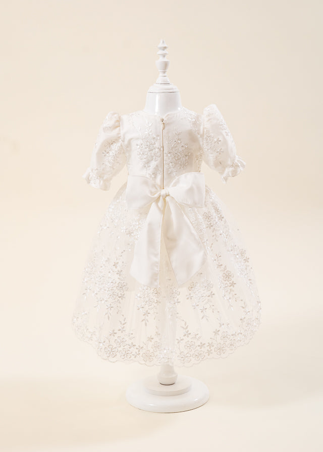 Set Botez Florina 3 Piese  Rochie Trusou si Lumanare Personalizat Botez AnneBebe
