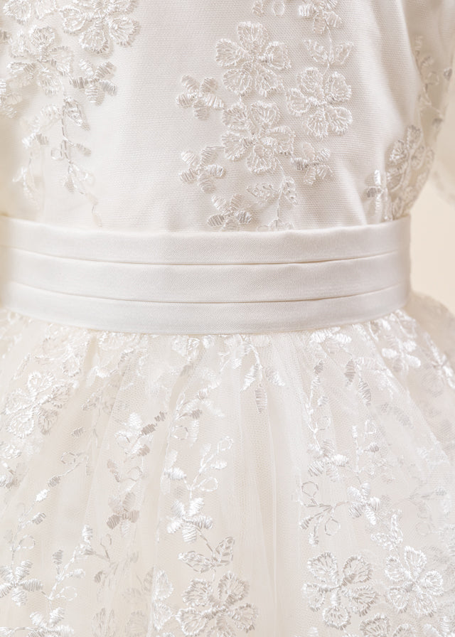 Set Botez Florina 3 Piese  Rochie Trusou si Lumanare Personalizat Botez AnneBebe