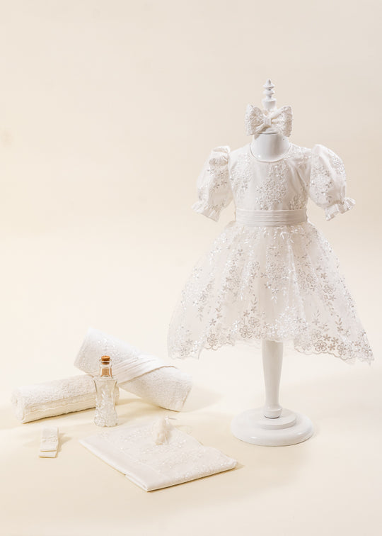 Set Botez Florina 2 Piese Rochie si Trusou Personalizat AnneBebe