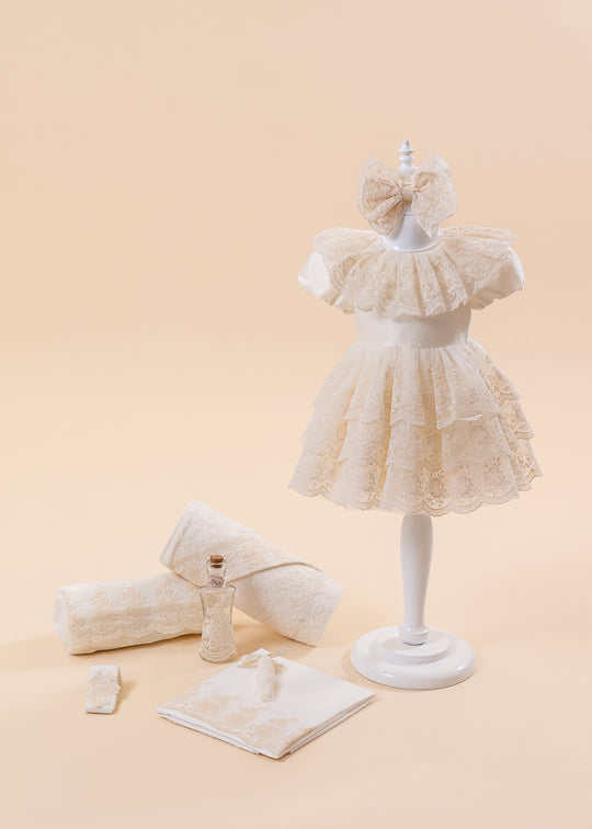 Aniela Baptism Set 2 Pieces, Dress and Suit Personalized AnneBebe