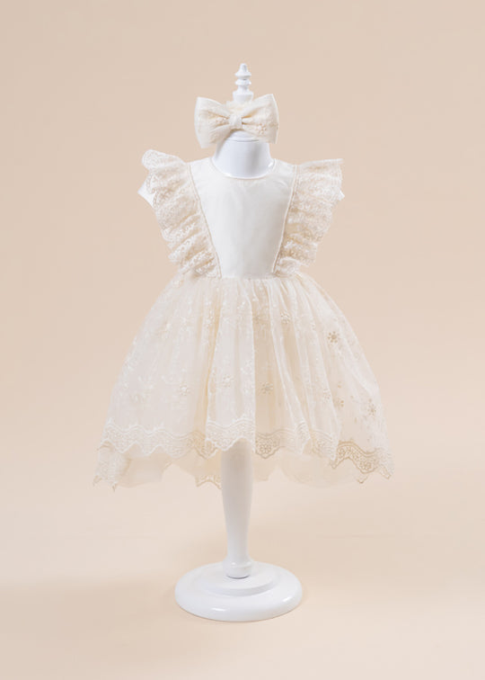 Rochita Eleganta Tina Cappuccino cu Trena AnneBebe