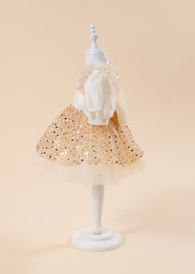 Roxana Cappuccino Dress with Gold Sequins AnneBebe