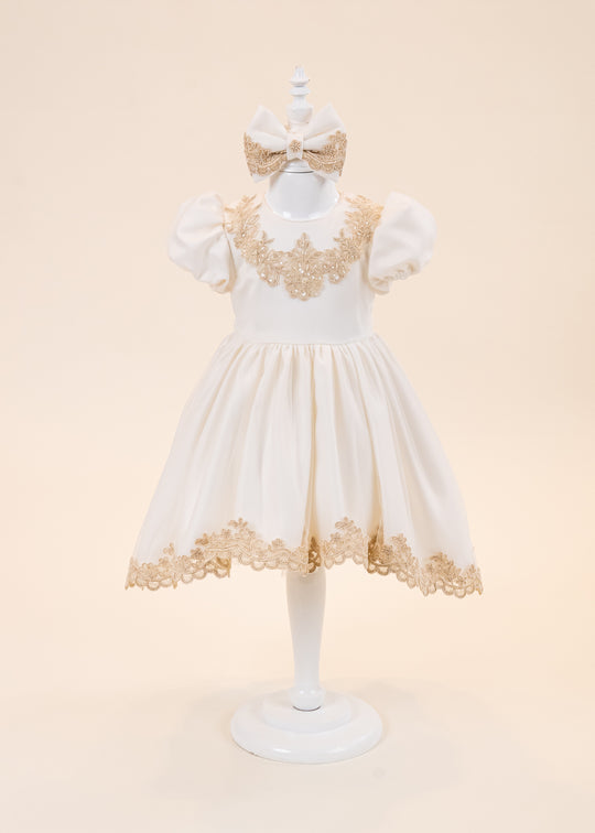 Rochita Nicoleta Crem Cu Dantela Aurie AnneBebe