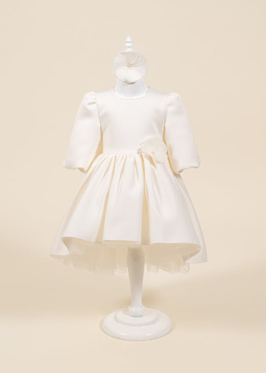 Rochita Cataleya Satin Crem Floare In Talie Si Trena AnneBebe