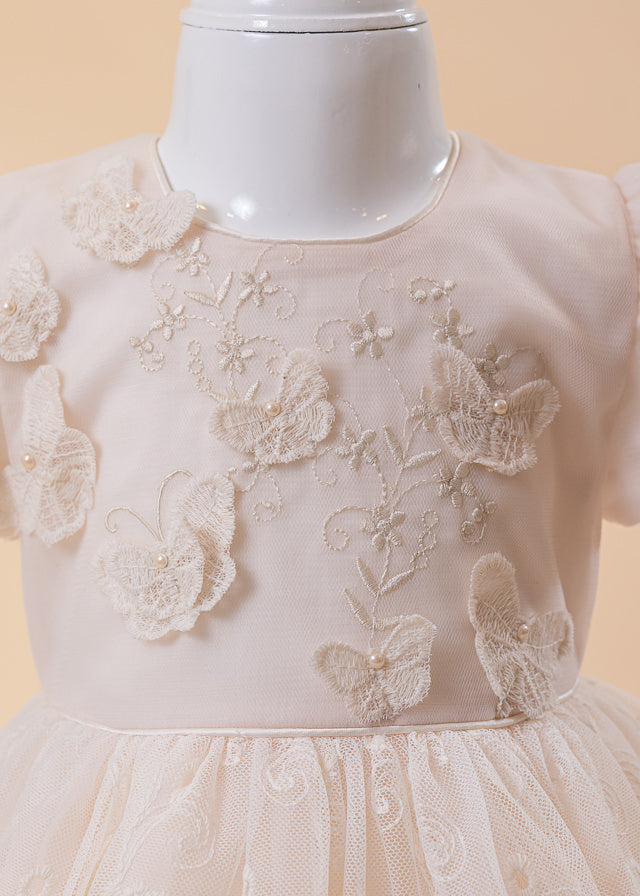 Elegant Dress Aida Cappuccino Butterfly Embroidery AnneBebe