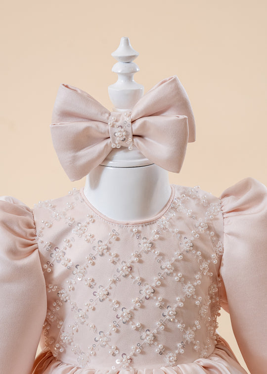 Patricia Headband Cappuccino Bow With Pearls AnneBebe