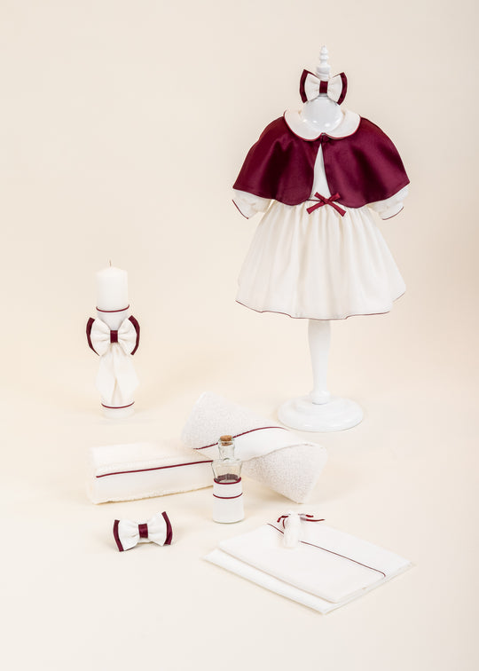 Set Botez Teira 3 Piese, Rochita, Trusou si Lumanare Personalizat Botez AnneBebe